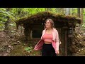 SOLO GIRL's bushcraft in a dugout & CAMP sauna and fishing ASMR