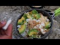 Catch and Cook!!! BOILING Rice - Fish, Avocado, and Butter!  SO EASY!!!!