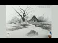 How to draw a village scenery art with pencil // PAINTLANE