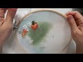 Вышивка лентами клубники Часть 4 Пришиваем ягоды  Ribbon embroidered strawberries DIY