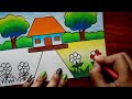 Very Easy House Scenery Drawing || How to Draw Scenery Step by Step || #Scenery..