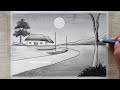 Beautiful Village Landscape Drawing with Pencil, Easy Pencil Drawing for Beginners