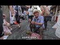 Grand market in Nanjing, China, rare beef pot stickers, street food / 4k