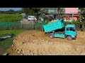Dump Truck 5T & Bulldozer D31P Driving on small Road Land delivery​ into water Part 3 (Completed)