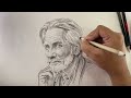 Draw an Old man's portrait with graphite pencil techniques