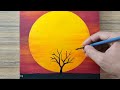 Big Sunset | Easy Sunset Painting for beginners | Acrylic Painting
