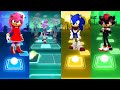 Amy Hedgehog Vs Rough Vs Sonic Boom Vs Shadow Hedgehog Tiles Hop Gameplay