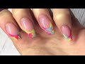 Gel Nails ~ Bright Marbled French Design