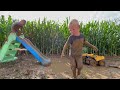 Kids Dig in the Mud to Find Buried Toys! | Mud Slip N Slide | Fun Around the Farm