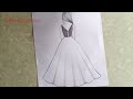 How to draw a girl in beautiful dress - step by step for beginners // easy girl back side drawing