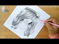 A girl with beautiful hair Pencil Sketch drawing / How to draw a girl