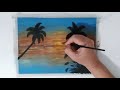 Como pintar um pôr do sol simples / Pintura acrílica