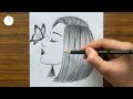 How to draw a girl with butterfly || Pencil Sketch for beginner || Easy drawings for beginners