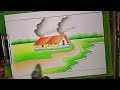 Beautiful village drawing easy/Beautiful village drawing scenery