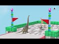 Which Animal vs Dinosaurs Speed Race Run Zigzag Down Course! from Outside Animal Revolt Battle Simul