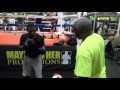 Justin Mayweather padwork with his father Floyd Mayweather