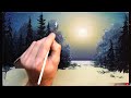 👍 Acrylic Landscape Painting - Winter Night / Easy Art / Drawing Lessons / Satisfying Relaxing.