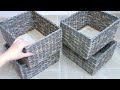 DIY Woven Paper Storage Box / How to Make Woven Storage Baskets from Paper Tubes