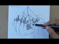 How to Draw Mountain Landscape Scenery in hand Step by Step | Pencil Drawing