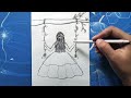 How to draw a girl on swing|Girl on swing drawing easy|step by step drawings