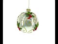 Exquisite Embroidered Poinsettia - Blown Glass Ball Christmas Ornament (CC-1138)