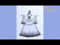 How to draw a beautiful dress || How to draw a girl with beautiful dress