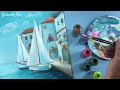 Acrylic Painting Tutorial: Santorini Seascape with Boats in the Sun