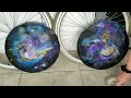 My biggest epoxy resin project to date: making new nebula/galaxy wheelchair wheel discs