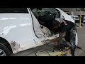 How to bondo repair a damaged rocker side panel on a Toyota Yaris