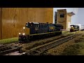 First test run for track and trains on model railroad layout.