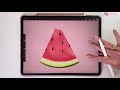 How to use Alpha Lock, Clipping Mask and Mask in Procreate | Easy Watermelon Drawing Tutorial