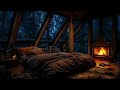 Rainy Night Retreat - Cozy Loft Bedroom with Fireplace and Sleeping Cat