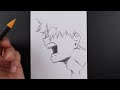 black pen drawing || how to draw anime boy || bakugo from my hero academia