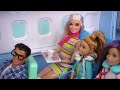 Barbie Family Airplane Travel Routine -  Dreamhouse Vacation Adventure