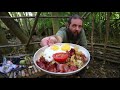 Bushcraft Breakfast Cooking at my Shelter Camp