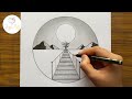 Easy sunset scenery drawing || Easy pencil drawing scenery || How to draw easy