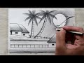 How to draw Sunset Scenery with Pencil, Pencil Drawing for beginners