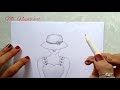 How to draw a cute girl with hate // easy girl drawing tutorial for beginners // girl drawing