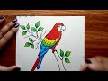 Parrot Drawing Step by Step || How to Draw Parrot || Parrot Drawing Colour.