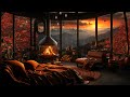AUTUMN RAIN ON WINDOW AMBIENCE Crackling Fireplace & Relaxing Gentle Rain Sounds for Sleep