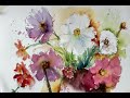 Watercolor Sketch of Cosmos Flowers by Valérie Mafrica