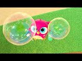 Hop Hop the owl and Peck Peck cook pizza & make bubbles. Kids' animation. Baby cartoons for kids.