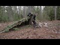 SOLO OVERNIGHT WINTER BUSHCRAFT CAMP-Small Backpack, Minimal Gear, Unknown Land, Steak Cook Tripod.