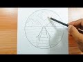 Nature Scenery Drawing with Pencil Easy Technique || Beautiful Scenery Photo