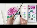 Let’s paint Hydrangea in watercolor step by step