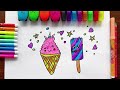 How to draw cute Ice Cream for kids | Easy ice cream drawing | Cute drawing