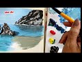 Easy Way To Paint A Seaside With Huge Rocks | Acrylic Painting | gene Art#seawaves #seascapepainting