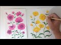 Pintura acrílica / Flores em papel aquarela