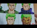 Drawing - Roronoa Zoro in different Anime Styles || One Piece