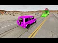 Flatbed Trailer Mercedes Cars Transportation with Truck - Pothole vs Car #002 - BeamNG.Drive